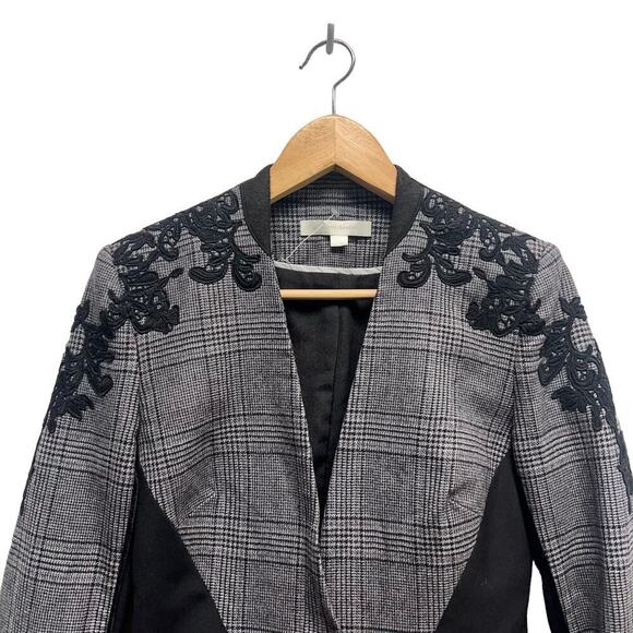 Jonathan Simkhai Wool Plaid Jacket Black and White Size 2 - Picture 2 of 10